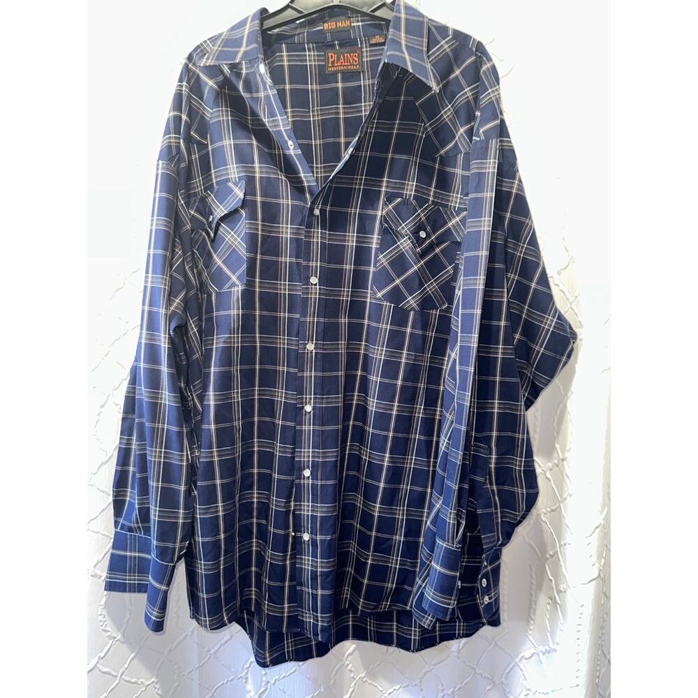 Plains western pearl snap wear big man button up shirt size 3xl